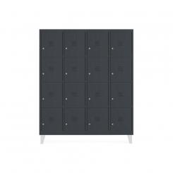 Rocada taquilla 300 4 módulos 4 puertas cuerpo negro RAL9005 + puertas negro RAL9005