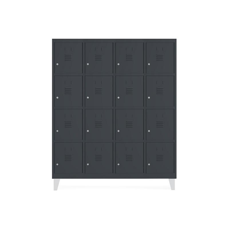 Rocada taquilla 300 4 módulos 4 puertas cuerpo negro RAL9005 + puertas negro RAL9005