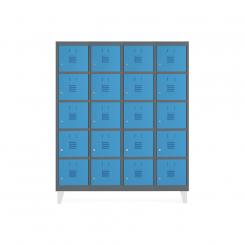 Rocada taquilla 300 4 módulos 5 puertas cuerpo antracita RAL7015 + puertas azul RAL5009