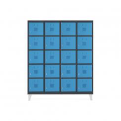 Rocada taquilla 300 4 módulos 5 puertas cuerpo gris 7035 + puertas azul RAL5009
