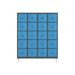 Rocada taquilla 300 4 módulos 5 puertas cuerpo gris oscuro RAL7016 + puertas azul RAL5009