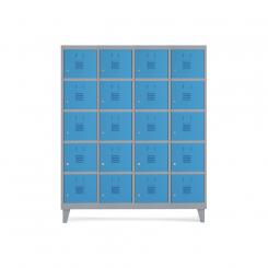 Rocada taquilla 300 4 módulos 5 puertas cuerpo gris RAL9006 + puertas azul RAL5009