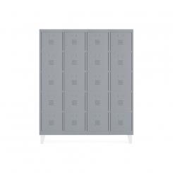 Rocada taquilla 300 4 módulos 5 puertas cuerpo gris RAL9006 + puertas gris RAL9006