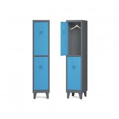 Rocada taquilla 400 1 modulo 2 puertas cuerpo antracita RAL7015 + puertas azul RAL5009