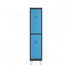 Rocada taquilla 400 1 modulo 2 puertas cuerpo negro RAL9005 + puertas azul RAL5009