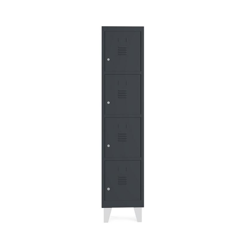 Rocada taquilla 400 1 modulo 4 puertas cuerpo negro RAL9005 + puertas azul RAL5009
