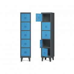 Rocada taquilla 400 1 modulo 5 puertas cuerpo gris oscuro RAL7016 + puertas azul RAL5009
