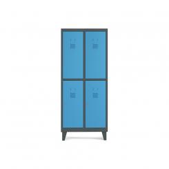 Rocada taquilla 400 2 módulos 2 puertas cuerpo gris oscuro RAL7016 + puertas azul RAL5009