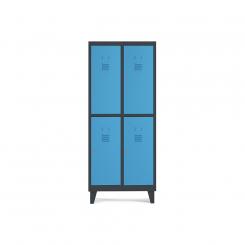 Rocada taquilla 400 2 módulos 2 puertas cuerpo negro RAL9005 + puertas azul RAL5009