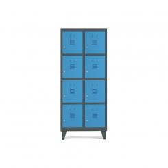 Rocada taquilla 400 2 módulos 4 puertas cuerpo gris oscuro RAL7016 + puertas azul RAL5009