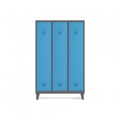 Rocada taquilla 400 3 módulos 1 puerta cuerpo antracita RAL7015 + puerta azul RAL5009