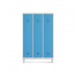 Rocada taquilla 400 3 módulos 1 puerta cuerpo blanco RAL9010 + puerta azul RAL5009