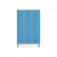 Rocada taquilla 400 3 módulos 1 puerta cuerpo gris 7035 + puerta azul RAL5009