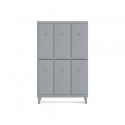 Rocada taquilla 400 3 módulos 2 puertas cuerpo gris RAL9006 + puertas gris RAL9006