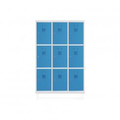 Rocada taquilla 400 3 módulos 3 puertas cuerpo blanco RAL9003 + puertas azul RAL5009