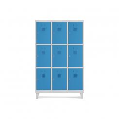 Rocada taquilla 400 3 módulos 3 puertas cuerpo blanco RAL9010 + puertas azul RAL5009