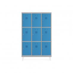 Rocada taquilla 400 3 módulos 3 puertas cuerpo gris 7035 + puertas azul RAL5009