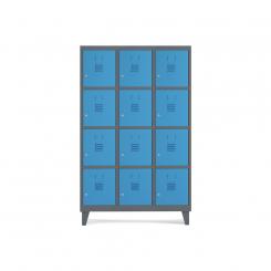 Rocada taquilla 400 3 módulos 4 puertas cuerpo antracita RAL7015 + puertas azul RAL5009
