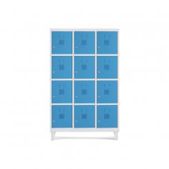 Rocada taquilla 400 3 módulos 4 puertas cuerpo blanco RAL9003 + puertas azul RAL5009