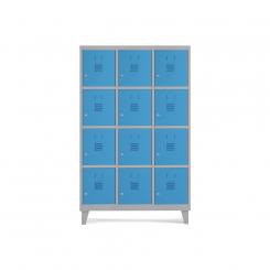 Rocada taquilla 400 3 módulos 4 puertas cuerpo gris 7035 + puertas azul RAL5009