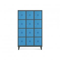 Rocada taquilla 400 3 módulos 4 puertas cuerpo gris oscuro RAL7016 + puertas azul RAL5009