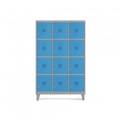 Rocada taquilla 400 3 módulos 4 puertas cuerpo gris RAL9006 + puertas azul RAL5009