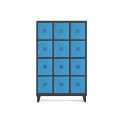 Rocada taquilla 400 3 módulos 4 puertas cuerpo negro RAL9005 + puertas azul RAL5009