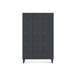 Rocada taquilla 400 3 módulos 4 puertas cuerpo negro RAL9005 + puertas negro RAL9005