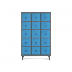 Rocada taquilla 400 3 módulos 5 puertas cuerpo antracita RAL7015 + puertas azul RAL5009