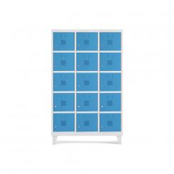 Rocada taquilla 400 3 módulos 5 puertas cuerpo blanco RAL9003 + puertas azul RAL5009
