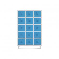 Rocada taquilla 400 3 módulos 5 puertas cuerpo blanco RAL9010 + puertas azul RAL5009