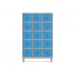 Rocada taquilla 400 3 módulos 5 puertas cuerpo gris 7035 + puertas azul RAL5009