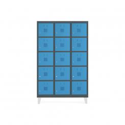 Rocada taquilla 400 3 módulos 5 puertas cuerpo gris oscuro RAL7016 + puertas azul RAL5009
