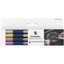 Roller T.Liq. Schneider Paint-It 050 Metallic 0,4Mm Estuche De 4 (Silver Metallic, Gold Metallic, Copper Metallic, Frosted Violet Metallic)