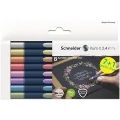 Roller T.Liq. Schneider Paint-It 050 Metallic 0,4Mm Estuche De 8 (Silver Metallic, Gold Metallic, Copper Metallic, Vintage Red Metallic, Rose Metallic, Frosted Violet Metallic, Polar Blue Metallic, Vintage Green Metallic)