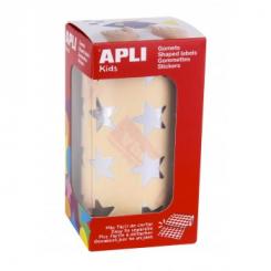 Rollo APLI Gomets Estrella 19,5mm Plata