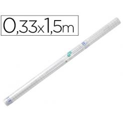 Rollo plastico adhesivo LIDERPAPEL 0.33x1.50 50 mc forralibros removible