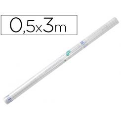 Rollo plastico adhesivo LIDERPAPEL 0.50x3 mt 50 mc forralibros removible