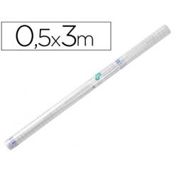 Rollo plastico adhesivo LIDERPAPEL 0,50x3 mt. 8o micras forralibros removible