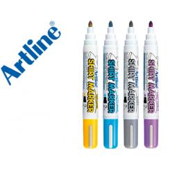 Rotulador ARTLINE camiseta ekt-2 amarillo gris celeste y violeta punta redonda 2 mm usoen camiseta caja de 4 unidades