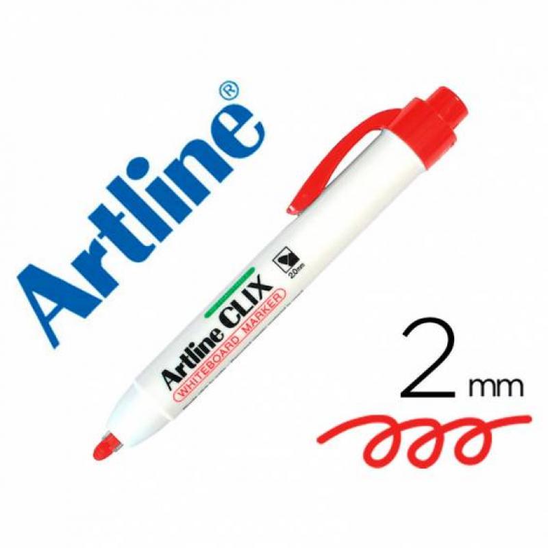 Rotulador ARTLINE Clix Pizarra Ek-573A Rojo Punta Retactil Redonda 2,00 Mm