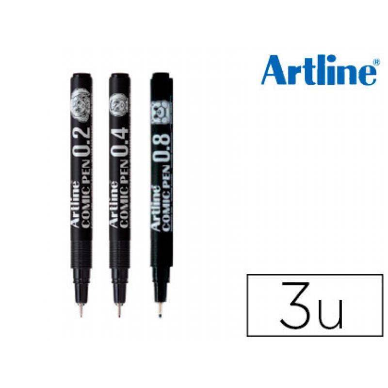 rotulador-artline-comic-pen-calibrado-micrometrico-negro-bolsa-de-3-uds-02-04-08-mm