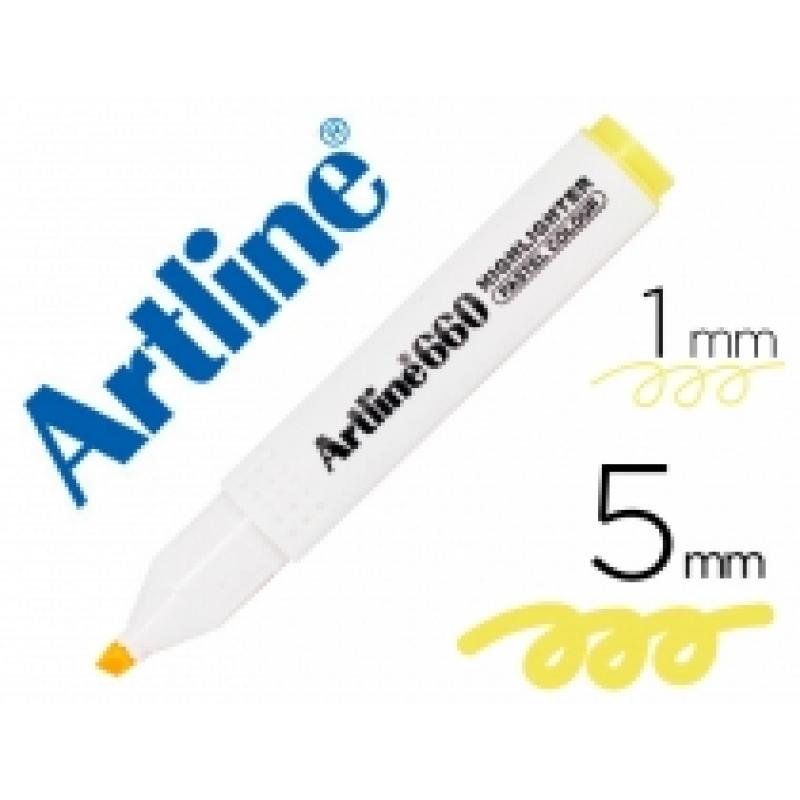 rotulador-artline-fluorescente-ek-660-amarillo-pastel-punta-biselada