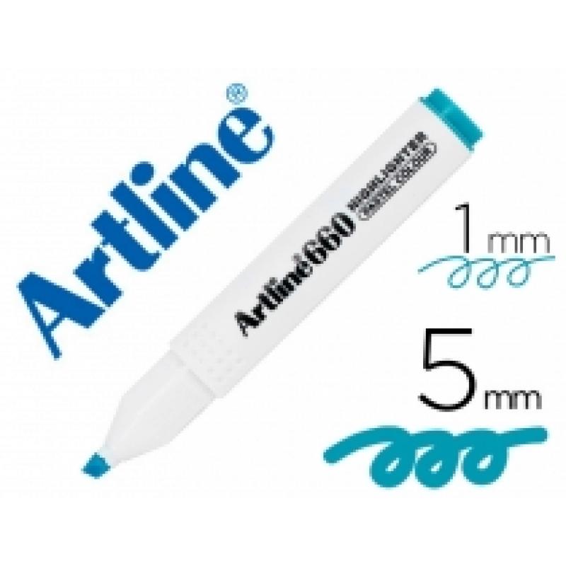 rotulador-artline-fluorescente-ek-660-azul-pastel-punta-biselada