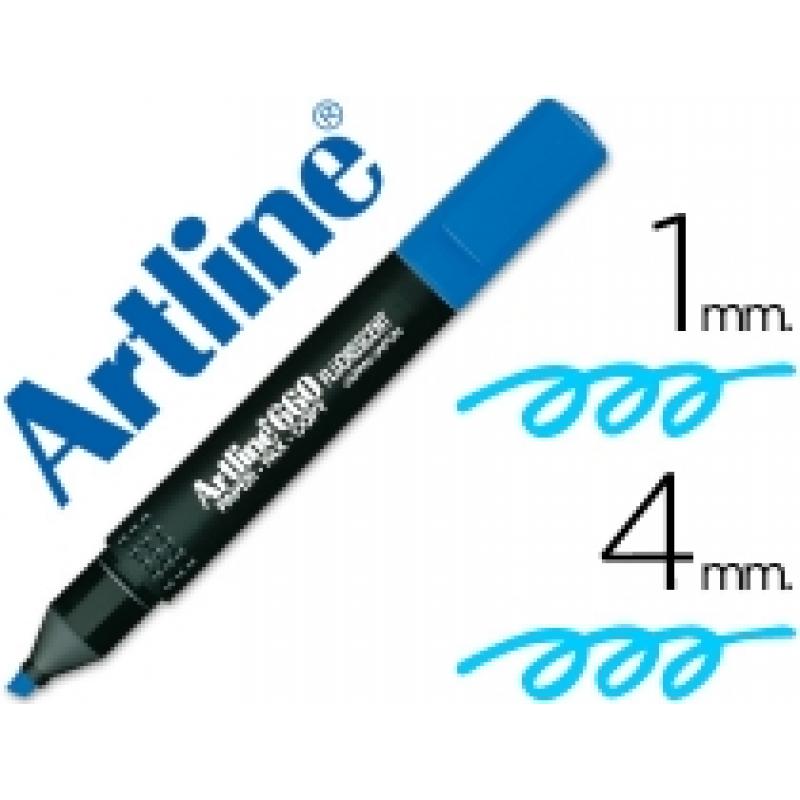 rotulador-artline-fluorescente-ek-660-azul-punta-biselada