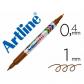 Rotulador ARTLINE marcador permanente ek-041t marron -doble punta 0.4 y 1.0 mm