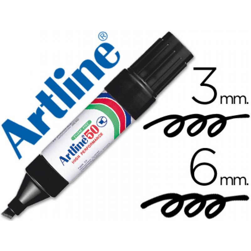 rotulador-artline-marcador-permanente-ek-50-negro-punta-biselada-6-mm-papel-metal-y-cristal