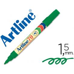 Rotulador ARTLINE marcador permanente EK-70 verde punta redonda 1.5 mm papel metal y cristal