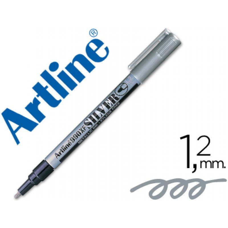 rotulador-artline-marcador-permanente-tinta-metalica-ek-990-plata-punta-redonda-12-mm