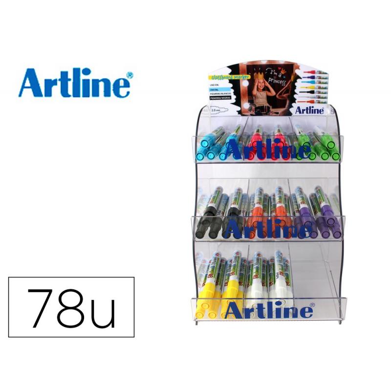 Rotulador ARTLINE pizarra epd-4 opaque ink board punta redonda 2 mm expositor de 78 unidades colores surtidos